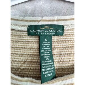 Lauren Jeans Co. Ralph Lauren Top Brown White Striped Small Excellent